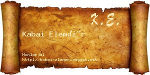 Kabai Elemér névjegykártya